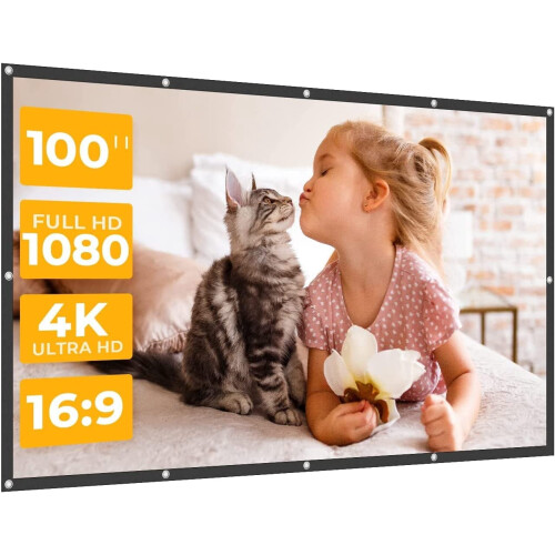 StayTrue 100-inch 4K HD projector screen 16:9 foldable