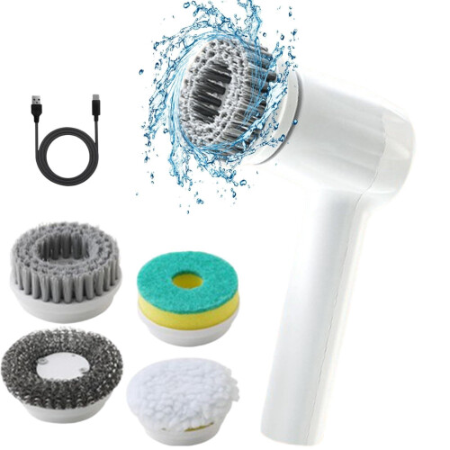 Electric Spin Scrubber Cordless with 4 Heads and Adjustable 1