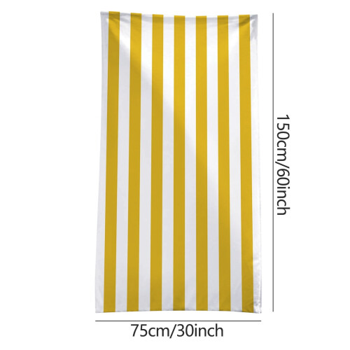 Strandhanddoek geel-wit gestreept microvezel 75x150cm 2