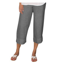 Women Capri Pants Cotton Linen Solid Loose Fit 20 Inch