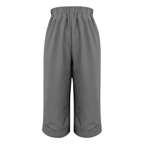Women's Plus Size Capri Pants Cotton Linen Solid Loose Fit 2