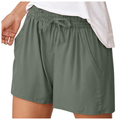 Women's Linen Blend High Waisted Drawstring Shorts 4 Inch 2