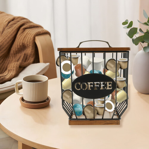 K-Cup Holder with Lid and Wooden Base 12-Pack 2