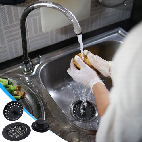 Panier filtre d'évier en acier inoxydable noir (1 pièce) 2