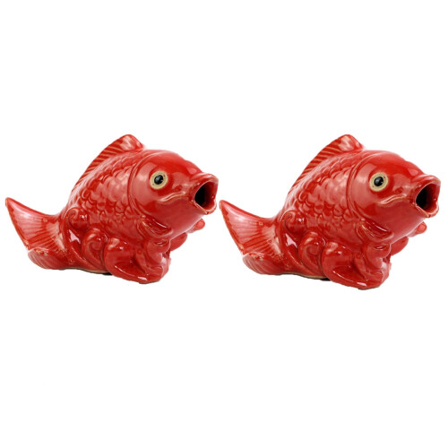 Ceramic Toilet Bolt Covers Koi Design Red 2 Pack 1