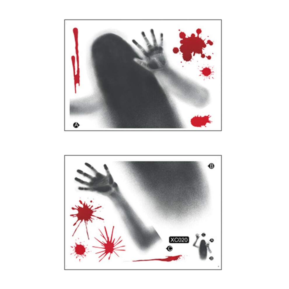 Halloween Window Sticker Pvc Ghost Blood Handprint Reusable 917087835879