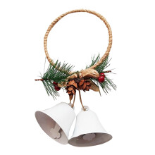 Christmas bell ornament metal glass hanging decor 6 pcs