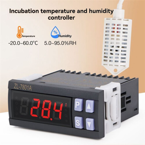Incubation Temperature Humidity Controller Automatic Egg Incubator 5.0-95.0%RH -20.0-60.0 Thermometer Humidity Gulator 1