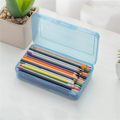 Fankiway plastic pencil box clear stackable with snap lid 1