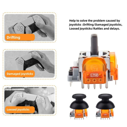 6 Pack TMR Effect Joystick Replacement for PS5 Controller 3D Analog Stick Thumbstick Anti-Drift Parts Repair Tools 1