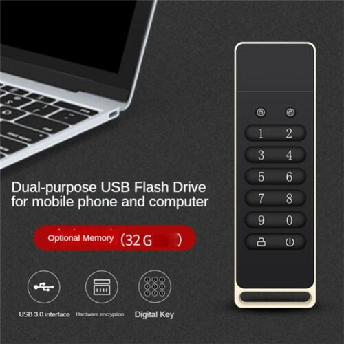 Secure USB Drive, Encrypted USB Flash Drive 64GB Hardware Password Memory Stick with Keypad USB 3.0 Disk Flash 1