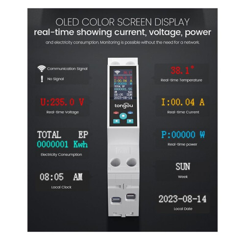 TONGOU 1-50A  Circuit Breaker TUYA MCB with LCD Display Current Under Voltage Wireless Remote Control  B