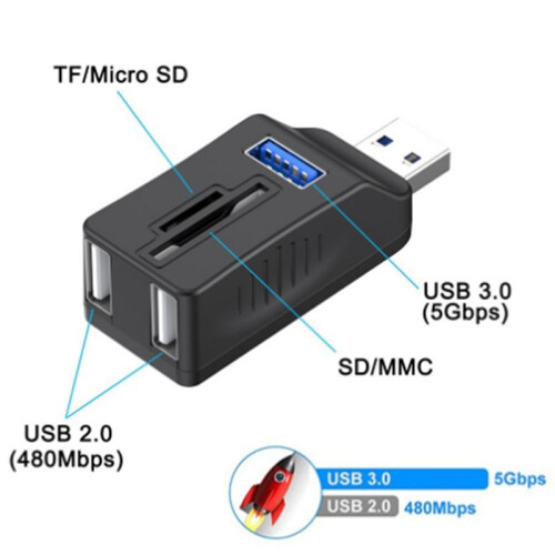 5-in-1 USB 3.0 HUB Extender /TF Card Reader OTG Function HUB for Connecting USB Devices Mice Keyboards USB Drives 2