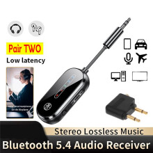 5.4 Audio Transmitter Receiver Low Latency 3.5mm AUX Jack Airplane Wireless Adapter for TV Car Speaker