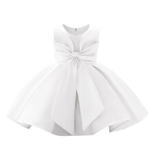 Girls Tutu Dress with Bowknot Mesh Puff Sleeve White