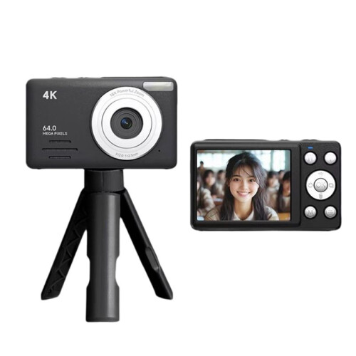 Câmera Digital 4K, Tela HD de 2,88 Polegadas, Gravadora de Vídeo 18x, Luz de Preenchimento LED, Bateria de 800 MAh, Câmera de Vlog Preta