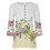 Bohemian Women's V-Neck Pullover Top with Floral Print and 3