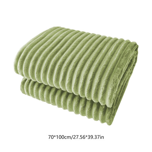 Fleece Throw Blanket Green Striped Microfiber 50x60 Inches 2