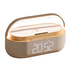 Digitale Wekkerradio met -Luidspreker,15W Draadloze Oplader, Dubbele Draadloze Luidspreker,Instelbaar Luid Alarmgeluid