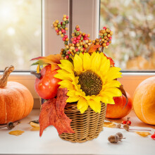Économies d'automne Fankiway, nouvelles citrouilles décoratives pour Halloween et Thanksgiving, paniers de fleurs et tournesols.
