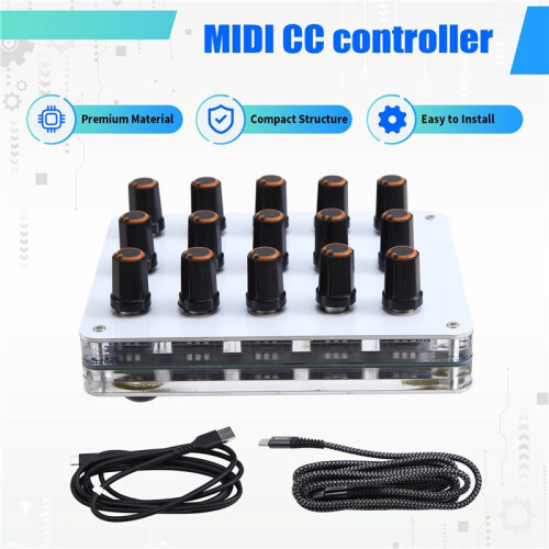 15 Knoppen, Aangepast CC-Informatievolume, USB-C-Interface, Muziekhostsoftware, MIDI-Controller 1