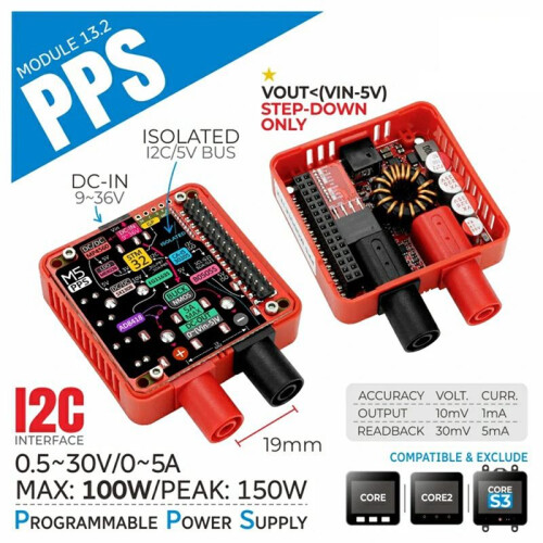 For M5Stack PPS Module 13.2 Programmable Power Supply Module for Core/Core2/CoreS3 Series Hosts 1