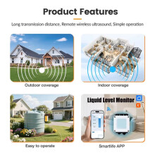 ME202R Tuya High Accuracy Ultrasonic Sensor Intelligent Water Tank Level Sensor Meter 10M Tank Level Monitor UK Plug