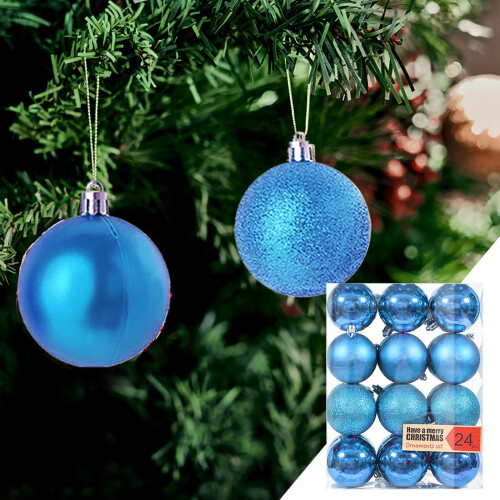 Christmas Tree Ornaments Ball Blue 24 Pieces 1