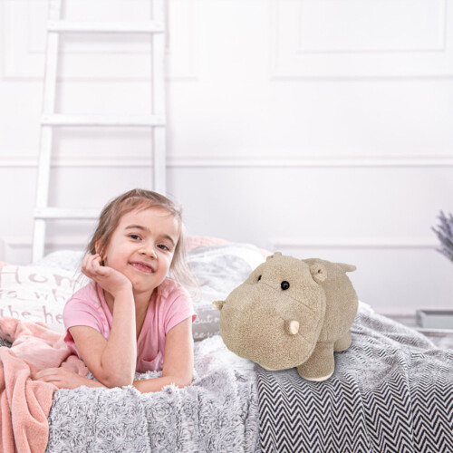 Set di peluche a forma di ippopotamo, colore grigio. 2