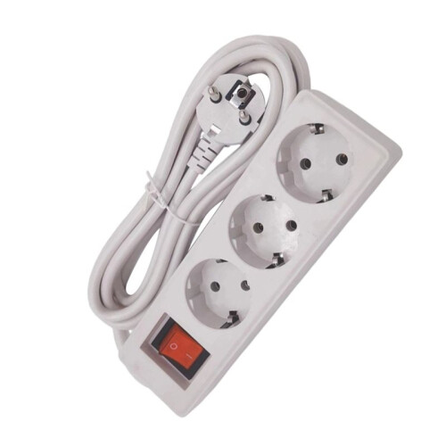 EU Plug 3 Multiple Sockets Extension Socket Adapter Power Converter 5 Meter Extension Cord for Home