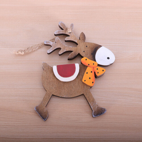 Wooden Deer Christmas Tree Ornament Set 1