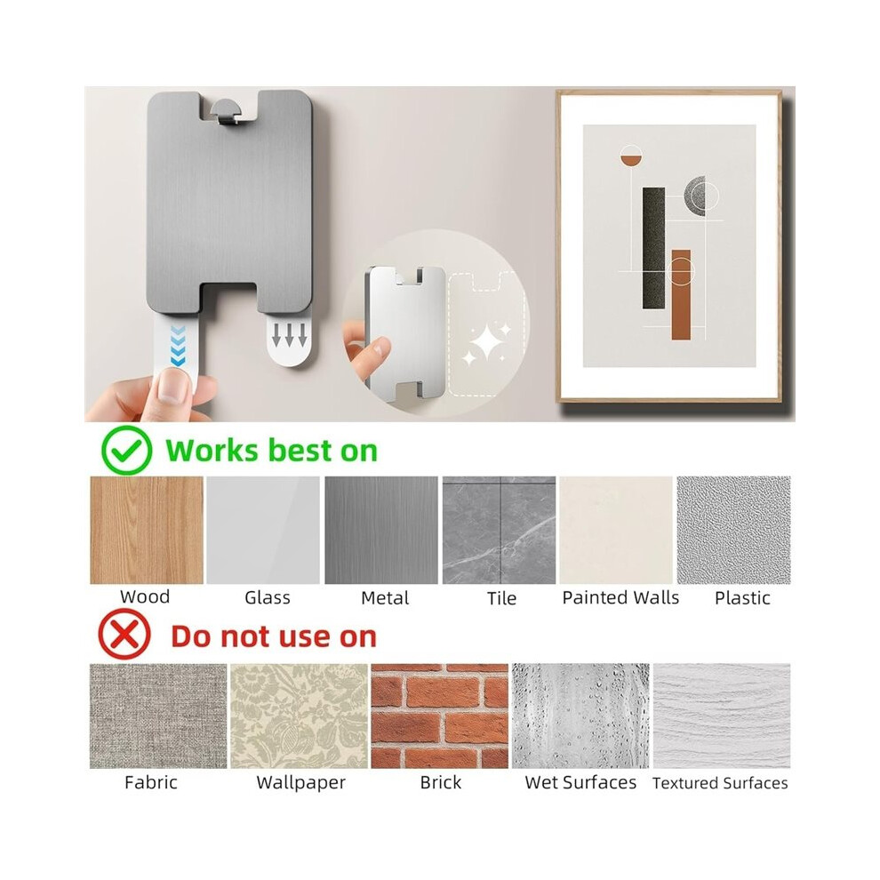 16 Pcs Picture Hanging Hooks For Drywall, No-Drill Installation, Holds To 12 Lb, Damage-Free 6033698472839