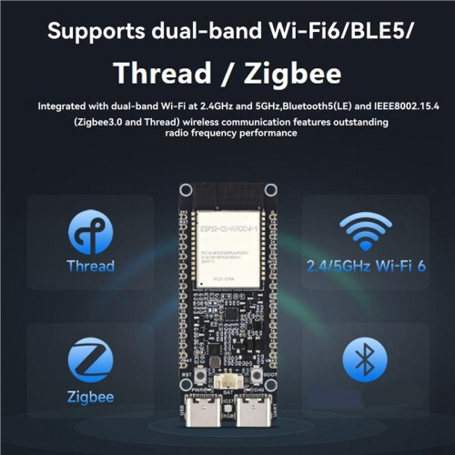 Waveshare ESP32-C5 Microcontroller Dual WiFi Development Board 240MHz Single-Core Processor Support  Zigbee Thread A 2