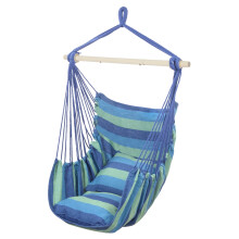 Cotton Canvas Hanging Chair with Pillows Blue Stripe 250 lb