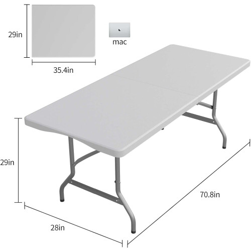 Plastic Folding Table 6ft White Portable 1