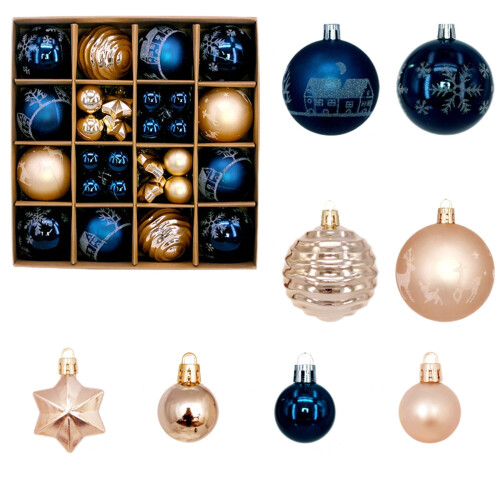 Set ornamente de Crăciun cu bile de plastic pictate, 12 buc. 1