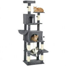 Arranhador extra alto cinza para gatos com corda, 202 cm