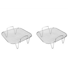 2PCS Stainless Steel Air Fryer Grill, Square Air Fryer Baking Rack, Kitchen Household Air Fryer Baking Net