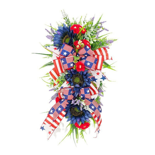 Patriotic Wreath Red Blue White 17.72 Inch 1