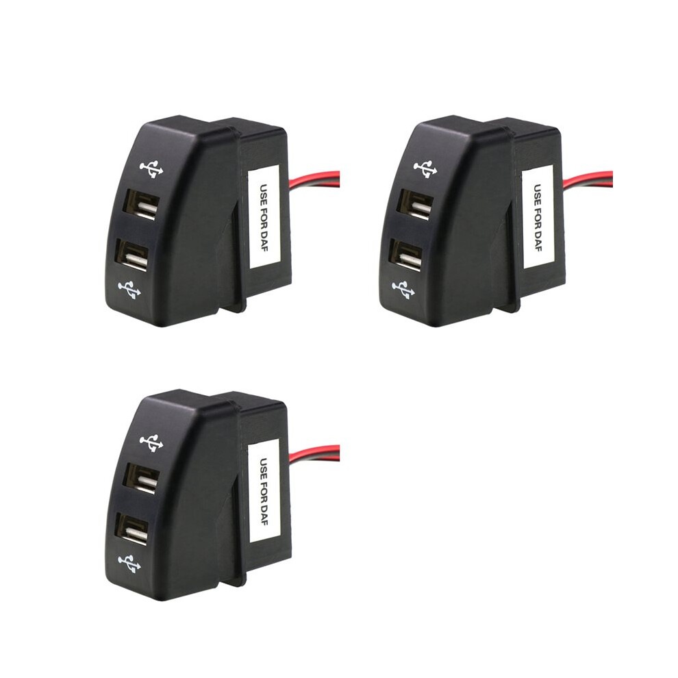 3X Car Dual Usb Charger 5V 2.1A Car Usb Power Socket Car Accessories For Daf Truck Daf 95 Xf Xf 106 105 95 Cf 4762529511059