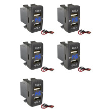 5X Car Dual USB3.0 Fast Charge with Display Voltmeter Black and Voltage Car Charger for