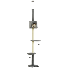 Arranhador de teto para gatos na cor cinza claro, 280 cm