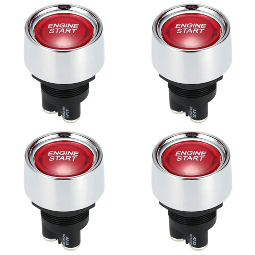 4X Engine Button Car  12V 24V Red Car Start Engine Button Light  Button Start Ignition  for Racing-Red