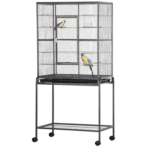 Gaiola para pássaros preta e cinza com rodas, 162 cm 1