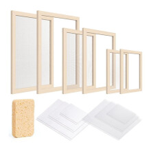 3-Delige Papiermaakset, Papiervorm en Zeef met Gaas, Absorberend Papier en Spons voor Kinderen
