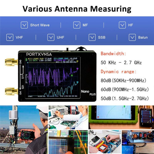 For  Handheld Spectrum Analyzer 50KHz-2.7GHz Vector Network Antenna Analyzer MF  VHF UHF Antenna Tuner 2