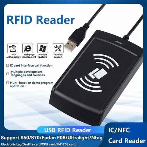 USB RFID Reader IC Card Reader NFC Card Reader USB HID  Card Reader Support Window Linux System 2