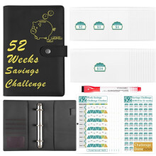 52 Weken Geldbesparende Challenge Binder met Spaaruitdagingen Boek Geldenveloppen voor Budgetplanner Financieel Zwart