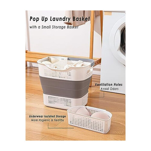 Collapsible Laundry Basket, Foldable Laundry Basket PP with Handles,- Storage Container/Hamper for Laundry 2