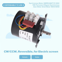 Synchronous Motor 30RPM 60KTYZ 220V 14W Permanent Magnet Synchronous Gear Motor Small Motor 50HZ 60HZ